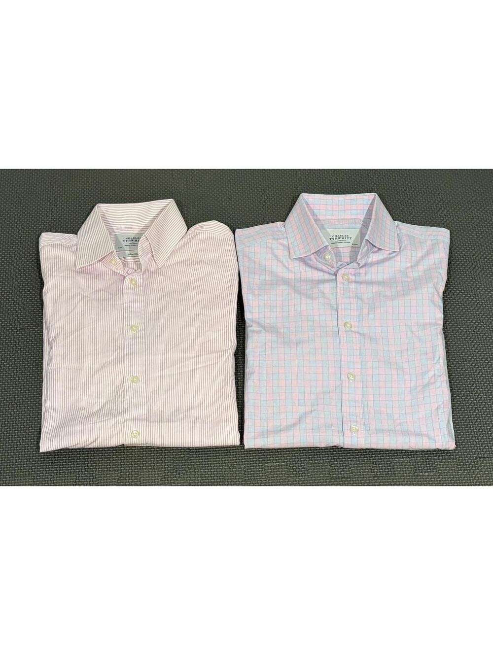 Charles Tyrwhitt Men's Medium 15/33 French Cuff Long Sleeve Pink Dress Shirts